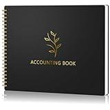 AKONEGE Accounting Ledger Book for Small Business Bookkeeping & Personal Use, Horizontal Expense Tracker Notebook for Family Budget, Bookkeeping Record Book Money Expense & Income Log Journal, Black