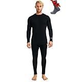 Merino.tech Merino Wool Base Layer Mens Set - Midweight, Heavyweight, Lite Merino Wool Thermal Underwear For Men Top, Bottom (Large, 320 Black)