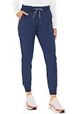 Med Couture Scrub Pants for Women Jogger Pant with 5 Pockets, Lightweight, Ultra Soft, 2-Way Stretch Fabric - MC7710P, M Petite, Navy