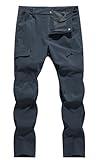 Men's Snow Ski Hiking Pants Winter Fleece Lined Softshell Outdoor Waterproof Insulated Cargo Work Pants Cool Gray M