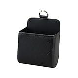 UHANBUT Car Vent Storage Bag, PU Leather Automotive Dashboard Organizer Pocket with Hook, Portable Vehicle Hanging Storage Pouch for Key, Coin, Cell Phone, Sunglasses (Black)