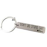 Pretty Inappropriate Don't Do Stupid Shit Metal Keychain (Heart Mom)