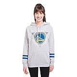 Ultra Game NBA Golden State Warriors Womens Soft Fleece Pullover Hoodie Sweatshirt with Varsity Stripe, Heather Gray, Medium