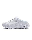 Skechers womens Bright Sky clogs and mules shoes, White/Silver, 8.5 US