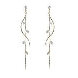 Crystal Drop Earrings,Zirconia Rhinestone Dangling Earrings for Women Prom Party Jewelry Gifts， Dangle Fashion Jewelry Crystal Earrings for Women (Gold)