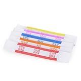 L LIKED Pack of 250 Currency Band Bundles Self Sealing Currency Straps Bands Money Bill Wrappers (50 of Each - 250 Assorted)