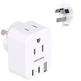 US to Australia New Zealand Power Plug Adapter, HANYCONY Type I Adapter Plug 2 Outlets 3 USB Ports(2 USB C), Australia Travel Plug Adapter for USA to Australian AU China Argentina Fiji Essentials