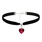 ISCASSE Black Choker Necklaces for Woman Love Heart Choker Necklace Adjustable Velvet Choker Soft Collar Chain Red Heart Necklace Halloween Cosplay Party