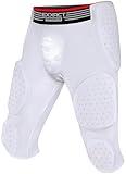 Exxact Sports Battle 7-Pad Football Girdle for Men & Boys with Cup Pocket - Lightweight Padded Compression Shorts with Integrated Ultra Flex Pads, Girdle Football (White, AM)