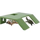 Turtle Basking Platform, Turtle Resting Basking Platform Turtle Ramp, Tortoise Climbing Double Ladder Turtle Resting Terrace for Frog Terrapin Reptile Amphibian Habitat Hideouts (Green, Large)