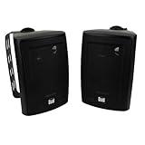 Dual Electronics 4" 3-Way High Performance Outdoor Indoor Speakers with Powerful Bass, Effortless Mounting Swivel Brackets, All Weather Resistance, Sold in Pair, LU43PP