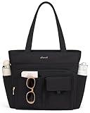 LOVEVOOK Tote Bag For Women,Laptop Work Totes Bags For Women With Multiple Pockets,Teacher Nurse Work Travel Tote Black Bag