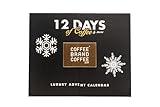 12 Days of Premium Coffee Advent Calendar Luxurious Box with Stunning Detail 8 Coffees, 2 Cocoas, and 2 Chocolatey Snacks Gift for Men and Women