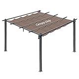 Aoodor Replacement Pergola Canopy - Retractable Shade in Dark Brown Fabric for 10 x 10 ft Pergola, UV Resistant, Fade-Resistant, Water-Repellent, Adjustable and Durable Fabric