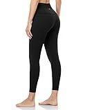 HeyNuts Pure&Plain Workout Pro 7/8 Leggings for Women, High Waisted Athletic Compression Tummy Control Yoga Pants 25'' Black M(8/10)