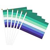 Trans-Inclusive Gay Men's Pride Flag Small Flag on Stick 5x8 Handheld Double Sided Mini Garden Flags Sign for Parade Party Decorations Festival Celebration 6 pcs