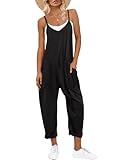 ANRABESS Jumpsuits for Women Casual Summer Overalls Sleeveless Spaghetti Strap Romper Jumpers Trendy Beach Vacation Outfits Black XX-Large