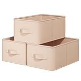 LayerSpace Storage Bins, Fabric Satin Storage Baskets for Shelves, 14.75" L*10.25" W*8" H Collapsible Storage Bins with Handles for clothes, Closet Baskets and Bins with Handles, Blush Pink, 3-Pack