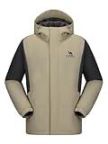 CAMEL Men's Ski Jacket Winter Coat Waterproof Snowboard Jacket Warm Hooded Parka Windproof Rain Outerwear