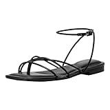 Marc Fisher LTD Women's Mayte Flat Sandal, Black Leather 001, 5