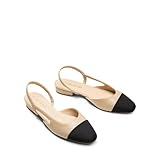 DREAM PAIRS Slingback Ballet Flats for Women Square Cap Toe Low Heel Dress Shoes Comfortable Work Flats for Office Party Wedding Business Casual,Size 8.5,Nude,DWUMFA2556
