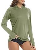 KEFITEVD Women's Quick Dry Athletic Hoodie - Long Sleeve, Sun Protection, Moisture Wicking, Wheat Green