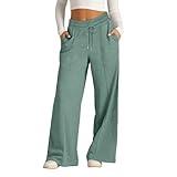 Sweat Pants for Womens Deals of The Day Women's High Waisted Drawstring Waist Wide Leg Sweatpants with Pockets Casual Loose Yoga Pants 2-Green Xx-Large Day Today 2024