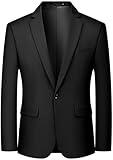 MAGE MALE Men's One Button Suit Jacket Elegant Solid Color Blazers Slim Fit Lightweight Sport Coats Blazer Black