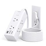 One Beat 10Ft Extension Cord with Multiple Outlets,Flat Plug Power Strip Surge Protector with 10 Ft Long Cord,6 Outlet 3 USB Ports (1USB C),Multi Outlet Wall Plug for Travel,College,Dorm Essentials