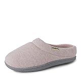 Dearfoams Women's Lacey Machine Washable Memory Foam Comfort Easy on/Off Clog Slipper, Pink Heather, X-Large