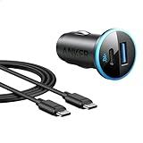 Anker USB C Car Charger Adapter, 52.5W Cigarette Lighter Charger, 323 Anker Car Charger with 30W PowerIQ 3.0 Fast Charging Cable for iPhone 15/15 Pro Max, 14/13/12 Series, Galaxy S23/22, Pixel