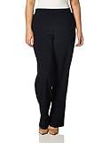 Briggs New York Women's Flat Front Pull On Pant with Slimming Solution, Navy, 14 Short