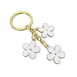 Meimimix Flowers Charms Enameled Keychain Chain Tassel Keyring For Women Girls Purse Bag Accessories Jewellery (White)