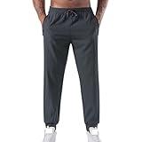 Lightweight Workout Joggers for Men Polyester Quick Dry Track Pants Outdoor Fishing Hiking Pant with Zipper Pockets 2025 Running Gifts Slim Fit Work Clothes Activewear 01# Gray X-Small