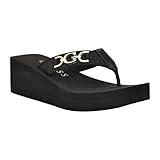 GUESS Women's EDANY Wedge Sandal, Black 001, 8