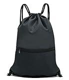 HOLYLUCK Drawstring Backpack Bag Sport Gym Sackpack - black