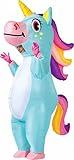 Spooktacular Creations Inflatable Costume Adult, Full Body Riding a Unicorn Blow Up Costume for Halloween Inflatables Costume Dress-Up Party (Blue)