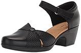 Clarks Women's Emily Rae Pump, Black Leather, 10 Wide
