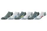 Amazon Essentials Men's Cotton Performance Cushioned No Show Socks for Men, Breathable Athletic, 6 Pairs, Grey/White, 8-12