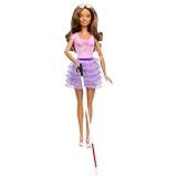 Barbie Fashionistas Doll #228, Blind Doll Wearing Pink Top and Ruffled Skirt with Cane and Sunglasses in Partnership with The American Foundation for The Blind