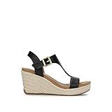 Kenneth cole REACTION Women's Card Wedge Sandal, Black, 8 M US