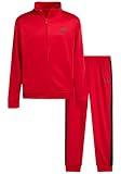 Reebok Boys Tracksuit Set - 2 Piece Athletic Tricot Fleece Lined Zip Up Jacket and Boys Sweatpants for Toddlers & Big Boys, Size 12, Vector Rose Red