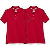 French Toast girls Short Sleeve Stretch Pique - 2 Pack School Uniform Polo Shirt, Red, 10 12 US