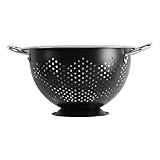 GoodCook Gourmet Colander, 5qt capacity, Stainless Steel with Handles and Elevated Pedestal Foot, Bold Black