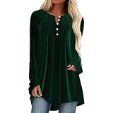 Women Clothes Clearance of Sale Women Velvet Shirt Dress Plus Size Notch Lapel Tunic Tops Long Sleeve Swing Mini Dresses Trendy Pleated Tunic Sweater Sweaters for Women 2024 Green Xx-Large