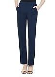 Urban CoCo Women's Yoga Dress Pants Stretchy Casual Slacks Straight Leg Work Pants with Pockets (Navy Blue, S)