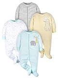 Gerber Unisex Baby 4 Pack Sleep 'N Play Footie Animals Green 0-3 Months