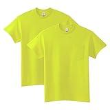 Gildan Adult Ultra Cotton T-Shirt with Pocket, Style G2300, 2-Pack, Safety Green, X-Large