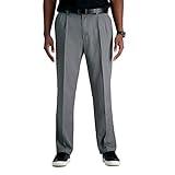 Haggar mens Cool 18 Pro Classic Fit Pleat Front Hidden Expandable Waist With Big & Tall Sizes Casual Pants, Heather Grey, 36W x 34L US