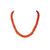 18" Coral Red Twisted Rope Chain Handmade Seed Bead Statement Necklace Delicate Necklace for Women Chic Fashion Accessories Elegant Adjustable Minimalist Jewelry